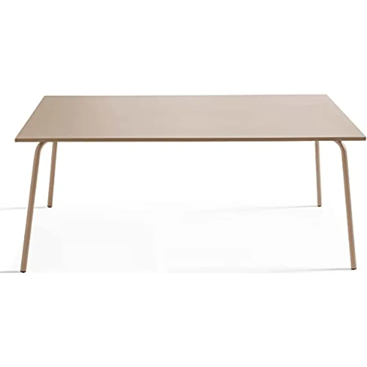 Oviala Palavas Gartentisch, rechteckig, taupe, Metall, 180x90x72 cm, für bis zu 8 Personen, UV-beständig und rostfrei