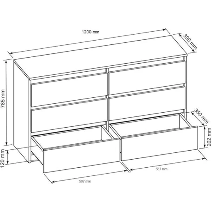meble masztalerz Kommode Mit 6 Schubladen - 120 cm breit – modern, praktisch & geräumig – Bild 4