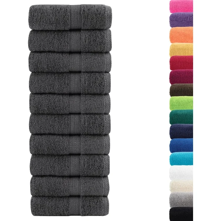 vidaXL 'SOLUND' Premium-Badetücher, 10 Stk., Anthrazit, 30x30 cm – Bild 2