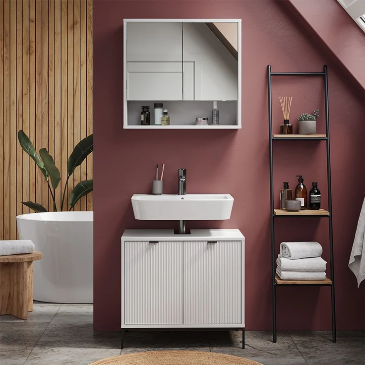 Badspiegelschrank Eliza Weiß 70 x 65 cm mit 2 Türen Vicco – Bild 4