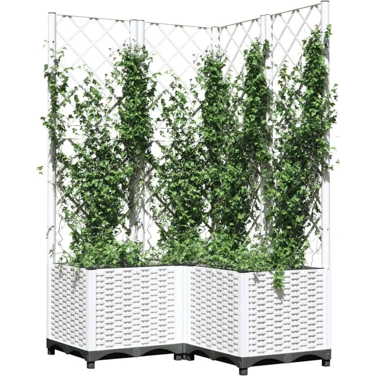 vidaXL Pflanzkübel mit Rankgitter Weiß 80x80x136 cm PP 153286 – Bild 3