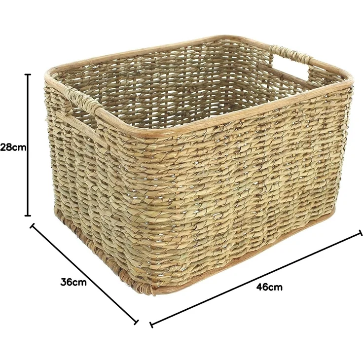 Aufbewahrungskorb aus Rattan 46x36x28 cm, Schrankkorb, Regalkorb, Flechtkorb – Bild 4