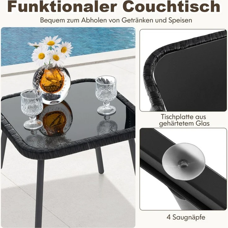 COSTWAY Balkonset, (3-tlg), Garten Sitzgruppe aus PE Rattan – Bild 3