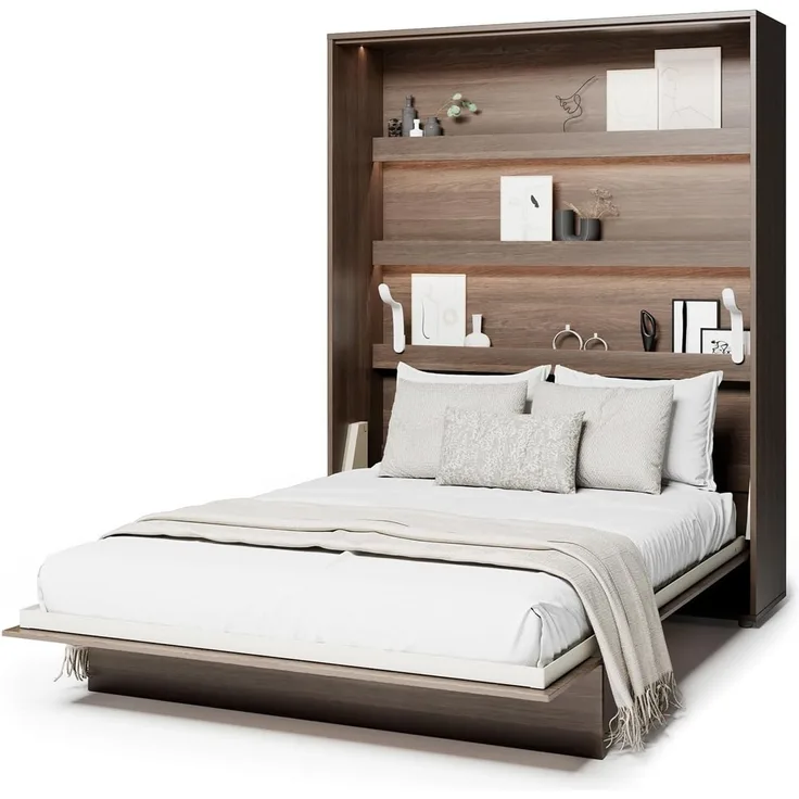 MEBLINI Schrankbett BC-12 - 160x200cm Vertikal - Dunin Eiche - Wandbett mit Lattenrost - Klappbett mit Schrank - Wandklappbett - Murphy Bed - Bettschrank