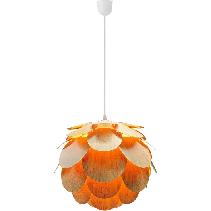 näve Pendelleuchte Foglia, ohne Leuchtmittel, exkl. 1x E27, blütenform, naturfarben, D: 40cm, Pendel weiß 70cm – Bild 3
