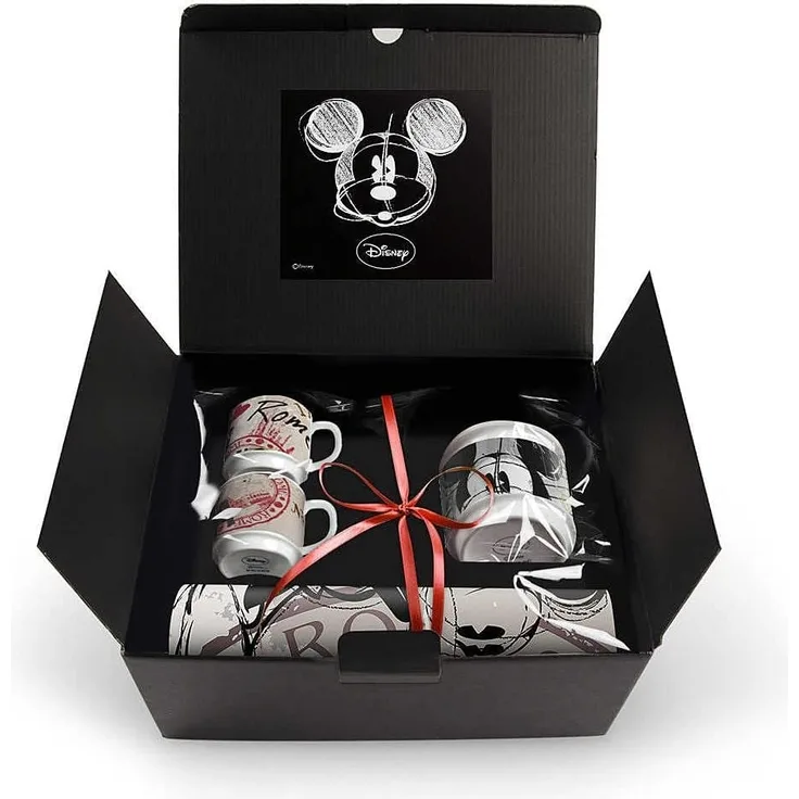 Disney Walt WMSET,27 KaffeeTasse, Modell Roma und Zuckerdose und Platzdeckchen, Porzellan, Mehrfarbig, 4 Einheiten