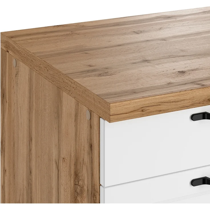 Winkelküche 300/240 cm in weiß und Eiche, Arbeitsplatte in Eiche, MONTERREY-03 – Bild 2