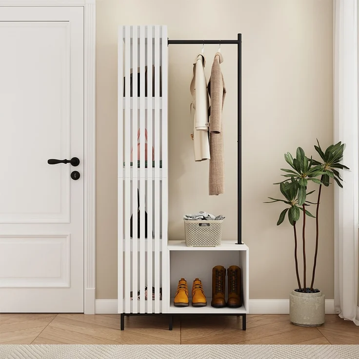 Garderobe Zinto Weiß 80 x 187 cm mit 5 Ablagefächern Vicco – Bild 6