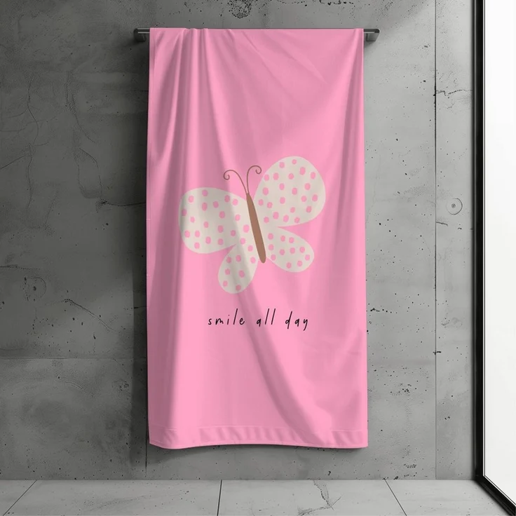 MTOnlinehandel Strandtuch Kinder • 70x140 cm • Schnelltrocknend, Baumwolle & Mikrofaser Mix (1-St), Badetuch • Weich & Saugfähig • Strand • Meer • Schmetterling – Bild 2