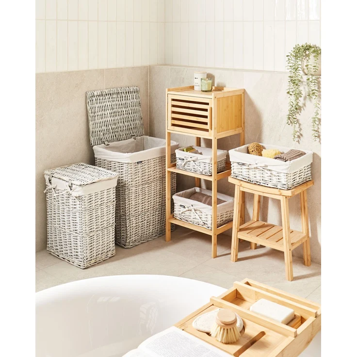 Aufbewahrungskorb 5er Set ELLA Weidenholz Grau 50 86 L – Bild 3