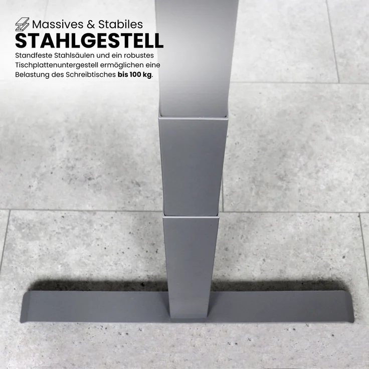 bümö höhenverstellbarer Schreibtisch 140 x 80 cm in Buche, Gestell: graphit - Stehschreibtisch mit 3-fach Speicher elektrisch höhenverstellbar, Computertisch, Ergonomischer Bürotisch, LXK65-14-6-G – Bild 5
