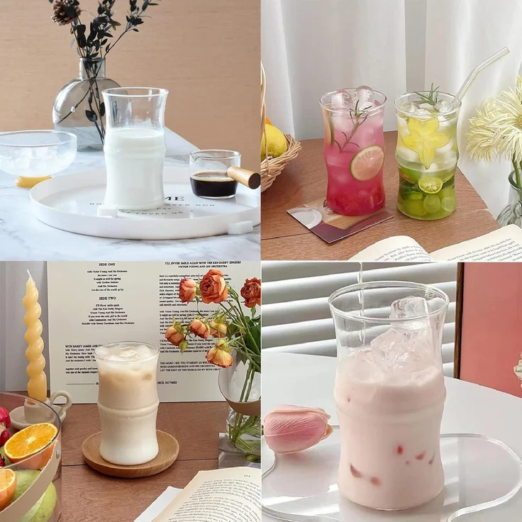 NSXIN 2er Set Latte Macchiato Gläser 400ml Kristall trinkgläser Hitzebeständig – Bild 6