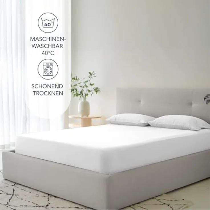Dreamzie Spannbettlaken 160x200 cm - 35 cm Tiefe Tasche - 100% Mikrofaser Bettlaken - Elfenbein, Schadstoffgeprüft(Oeko TEX), Bettlaken mit Gummizug – Bild 6
