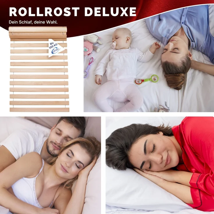 Coemo Rollrost DELUXE 70 x 190 cm Rolllattenrost 21 massive Leisten – Bild 7