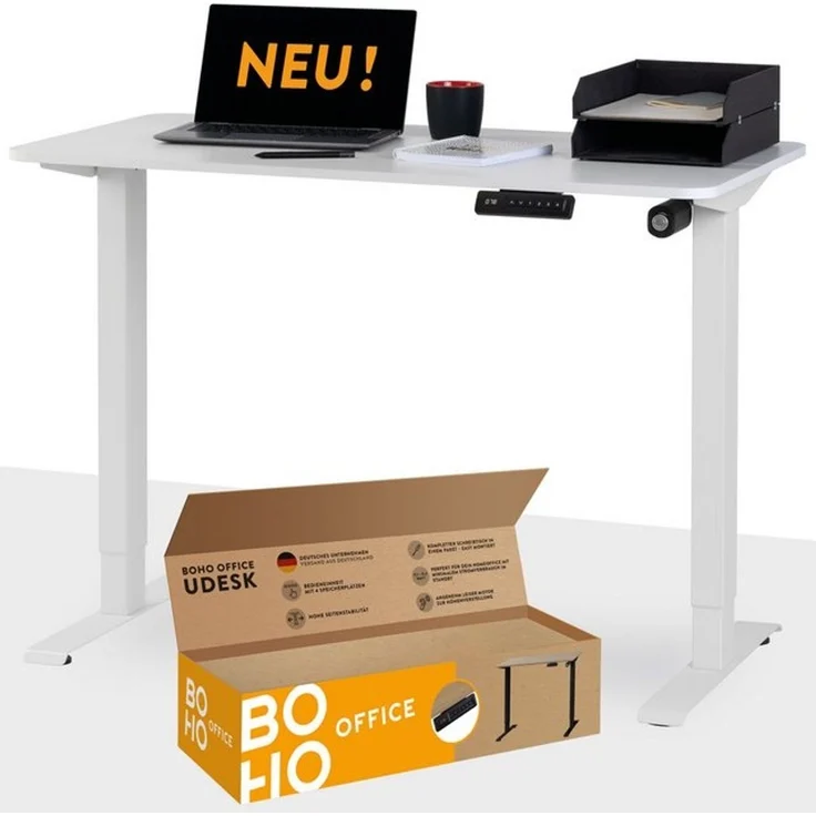 boho office® Schreibtisch UDESK (Komplettpaket, inkl. 110 x 60 cm große Tischplatte), elektrisch stufenlos höhenverstellbar – Bild 4