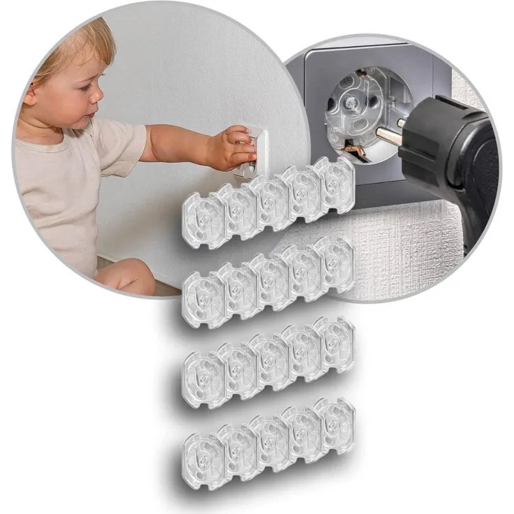 Reer Steckdosenschutz klebbar, Babysicherung, transparent, 30 Stück