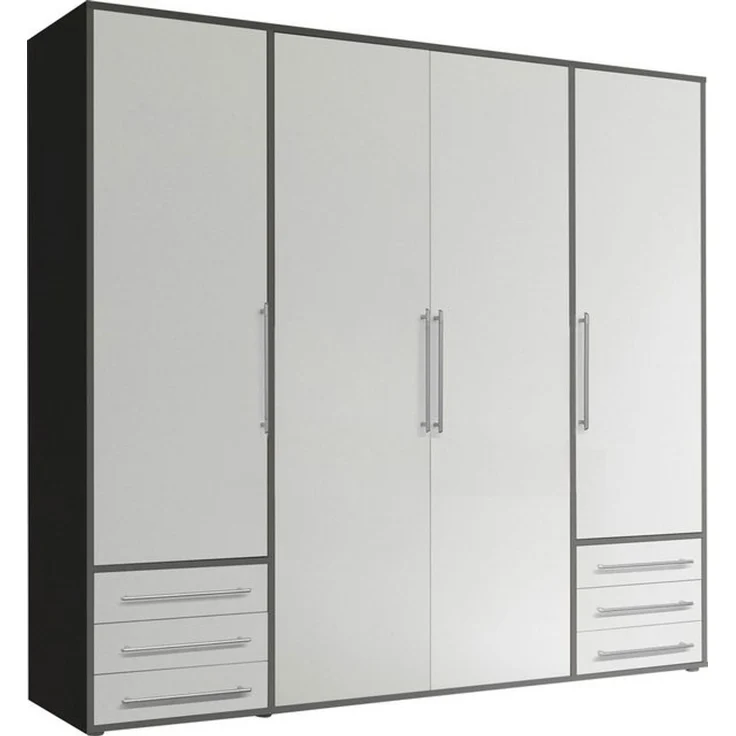 Stella Trading Schlafzimmerschrank, Holzwerkstoff, Weiß-Graphitfarben, Breite 206 cm – Bild 4