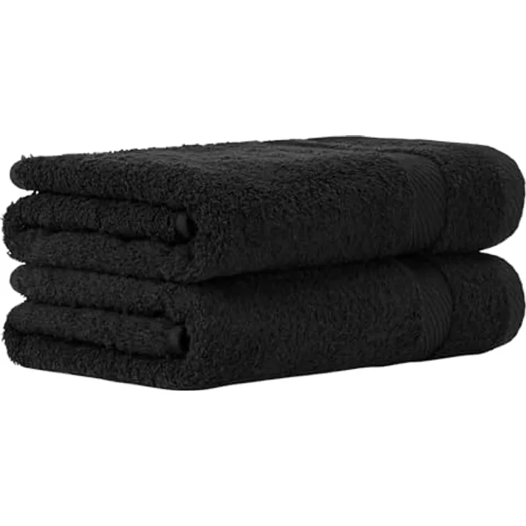 Luckytowel Handtücher Set 50x100 cm, Oeko-TEX Frottee Handtuch-Set, 100% Baumwolle, 600 g/m², flauschig & saugstark, 2er Pack Schwarz