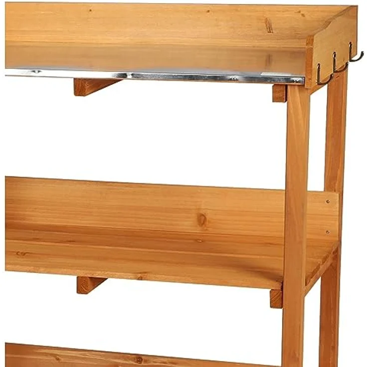 Urban Living SUNNYDAYS „Mein Garten“ UMTOPFTISCH AUS NATURHOLZ MIT 2 REGALEN 77X37XH89CM – Bild 3