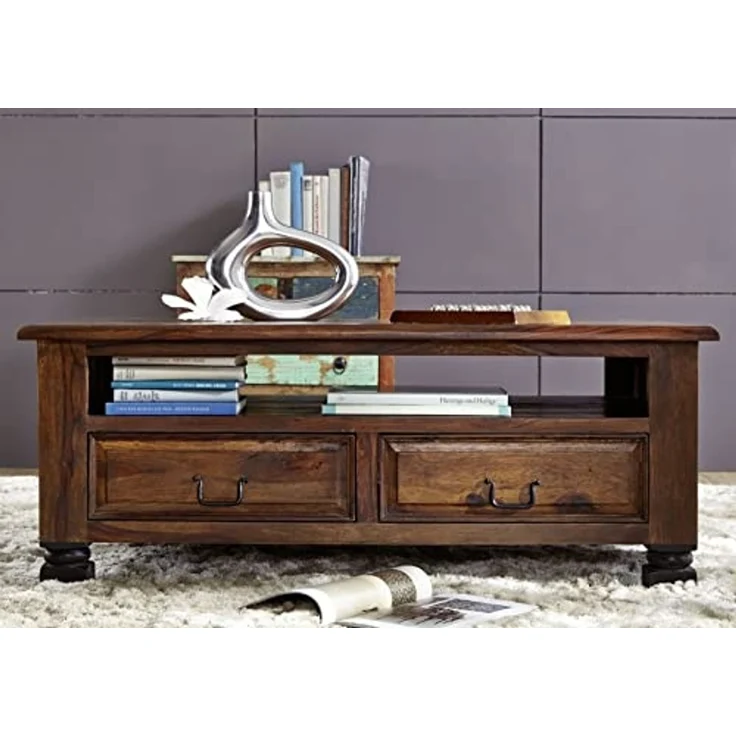 Couchtisch Sheesham 115x60x45 braun lackiert NEW BOSTON #203 – Bild 4