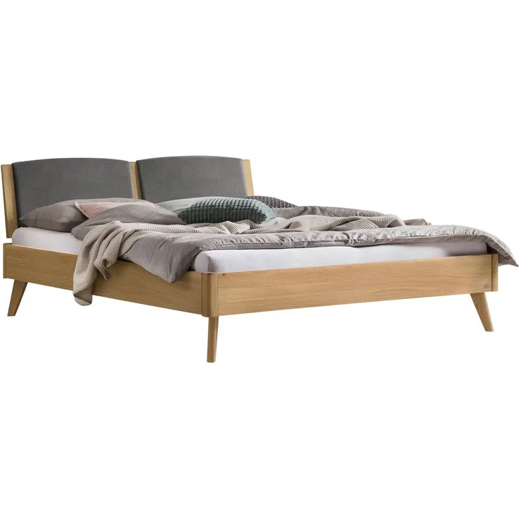 Hasena Bett Mareto Eiche bright mit Polster-Kopfteil 180x210 cm, Komforthöhe 25 cm – Lounge