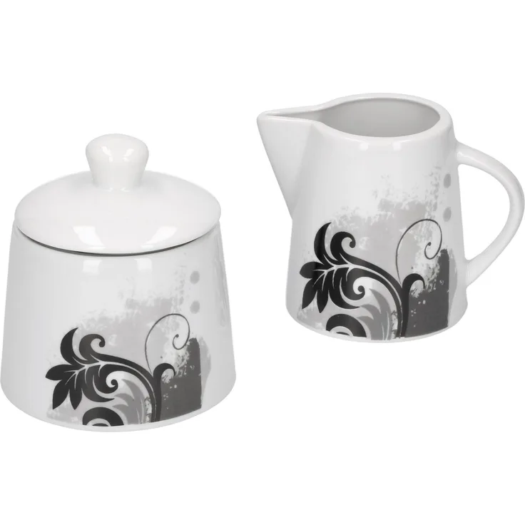 2tlg. Set Milchkännchen 22cl & Zuckerdose 26cl Black Flower