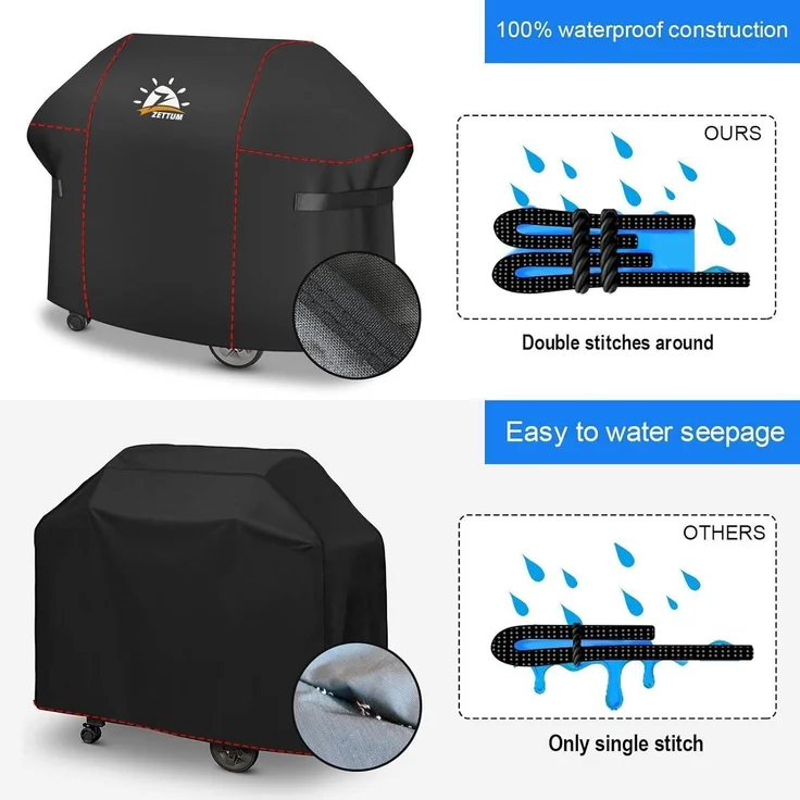 Zettum Grillabdeckung für Weber Summit 400, wasserdicht, 600D Oxford-Gewebe schwarz, 170,2 x 68,6 x 119,4 cm – Bild 7