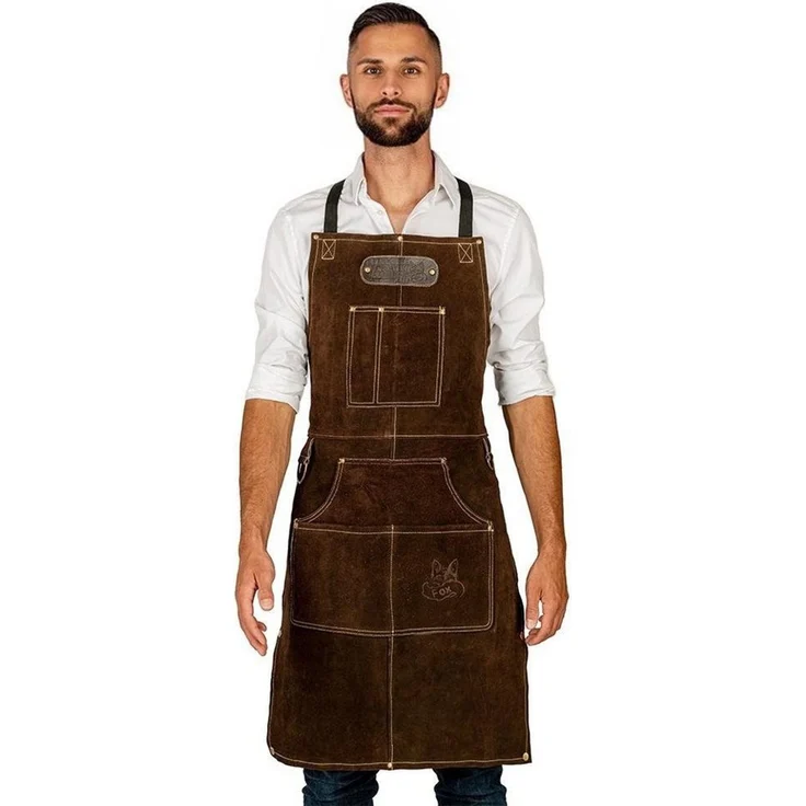 BLACK FOREST FOX Grillschürze ROUGH SET Büffelleder Grill Koch & Küchen Schürze + Holly Holster, (Set), SET Dunkelbraun – Bild 3