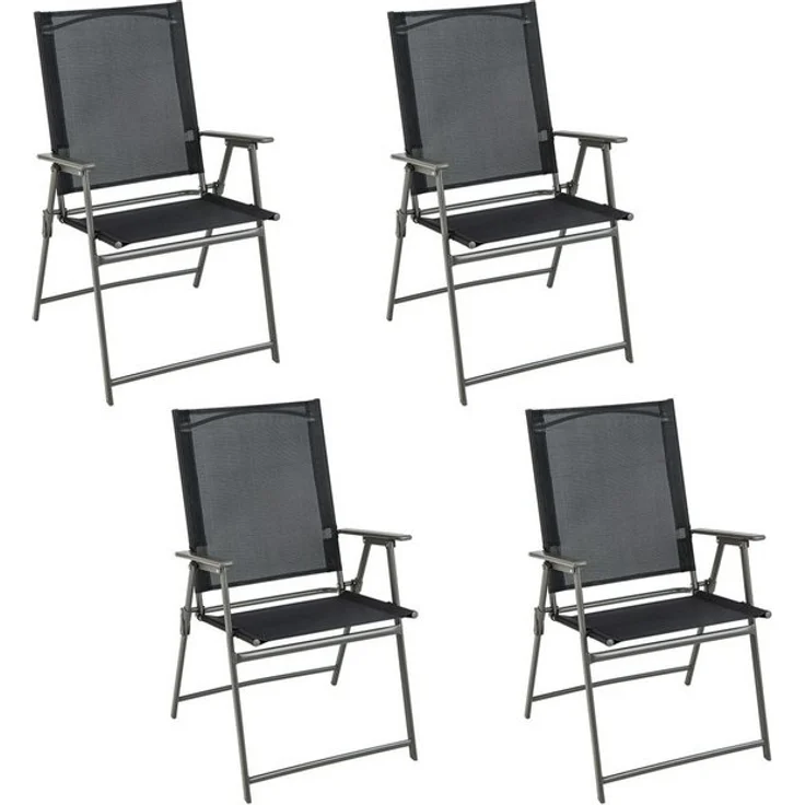 COSTWAY Gartenstuhl Klappstühle (4 St), klappbar mit Armlehnen,150kg – Bild 4