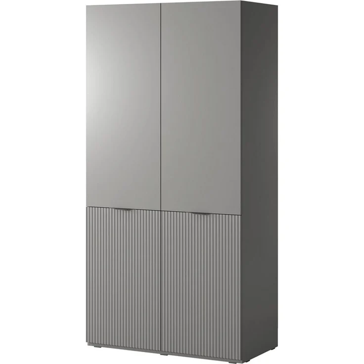 MOEBLO Drehtürenschrank MINEWRA ANTISOL 200 (Moderner Drehtürenschrank mit getönter Glasfront – viel Stauraum, verstellbare Einlegeböden & Kleiderstangen – robuster 4-türiger Kleiderschrank für Schlafzimmer und Garderobe) (BxHxT): 202 x 200 x 49 cm – Bild 3
