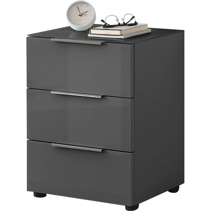 Nachtkommode >Sean< in Anthrazit, - 45x61x40 cm (BxHxT) – Bild 2