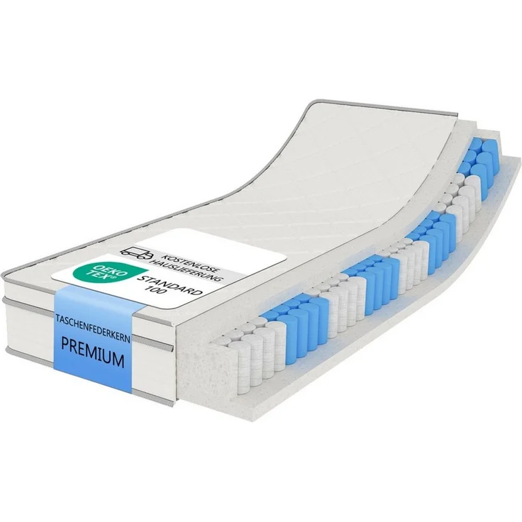 Taschenfederkernmatratze Federkernmatratze Mit Gel-Memory-Schaum, 7-Zonen, GLIESE, 25 cm hoch, 90x200 cm, OEKO-TEX® Standard 100 zertifiziert, Härtegrad H4 – 25 cm – Bild 1