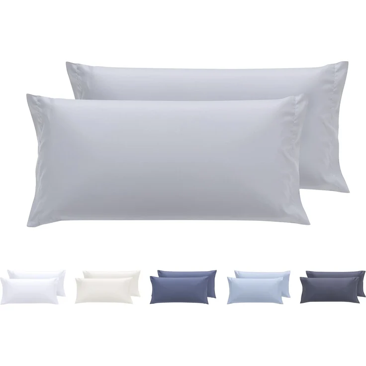 Kissenbezüge, extra weiche Mikrofaser, hypoallergen, Set mit 2 Kissenbezügen 80X40 cm Hellgrau