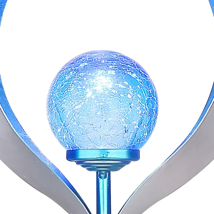 LED Solar-Steckleuchte, silber-blau, Flammen-Optik, H 90 cm – Bild 10