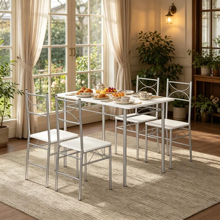 Modernes Design Esszimmer-Tisch und Essstühle,Moderne Essmöbel-Set,Balkon Essmöbel Set,Bistro Essmöbel Set(nur mit Esstisch und die Essstühle) – Bild 6