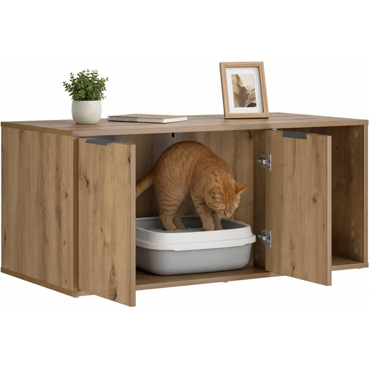 vidaXL Katzenkiste Möbel Artisan-Eiche 100 x 49 x 45 cm Holzwerkstoff 8014758 – Bild 3