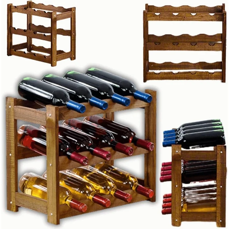 Modo24 Weinregal Flaschenregal Holzregal Flaschenständer Varianten 12 bis 91 Flaschen, RW1 Getränkeregal, 3 Farben, FSC Holz Nachhaltig – Bild 1