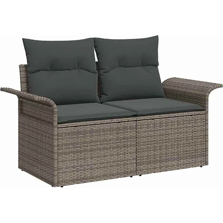 vidaXL Sofa Set 8 stk. Grau und Dunkelgrau Polyrattan und Stahl 3448010 – Bild 3