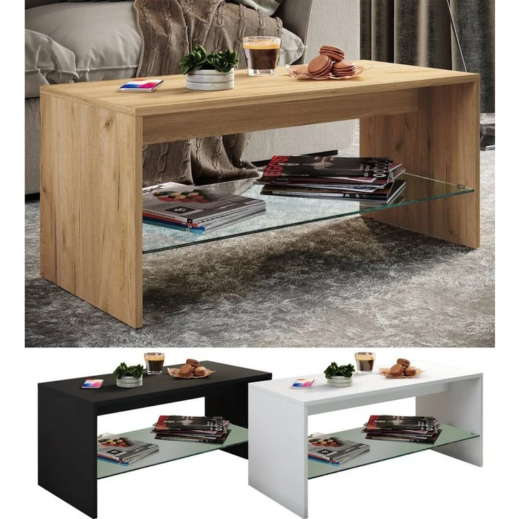 VCM Beistelltisch & Couchtisch Wisal 919395 Honig-Eiche H. 40 x B. 90 x T. 40 cm – Bild 5