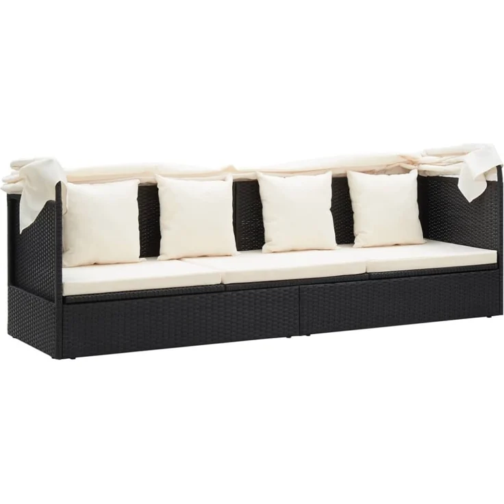 vidaXL Garten-Sonneninsel mit Dach Schwarz Poly Rattan 46156 – Bild 5