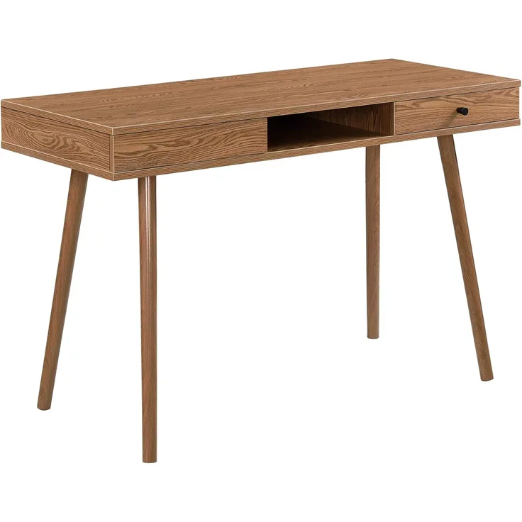 Schreibtisch Habo mit Ablage und Schublade 115x48x74cm Dunkler Holzton en. casa