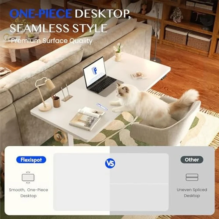 FLEXISPOT Höhenverstellbarer Schreibtisch mit 2 Motoren & 25MM einteiliger Tischplatte,ergonomischer Bürotisch - 140x80 cm Schwarz, graues Gestell – Bild 4