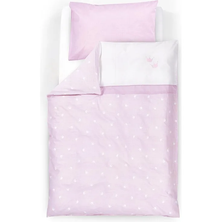 Träumeland TT12503 Bettwäsche Krönchen rosa, 2-teilig, 80x80 + 35x40 cm
