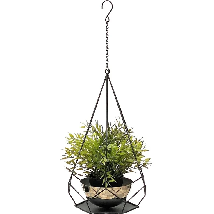 DanDiBo Blumenampel Innen Metall Wand Hängepflanzen 59 cm 96095 S mit Topf 6 Ecken Pflanzenhänger Blumenhänger Topfhänger Blumen Blumentopfhänger Hängetopf – Bild 4