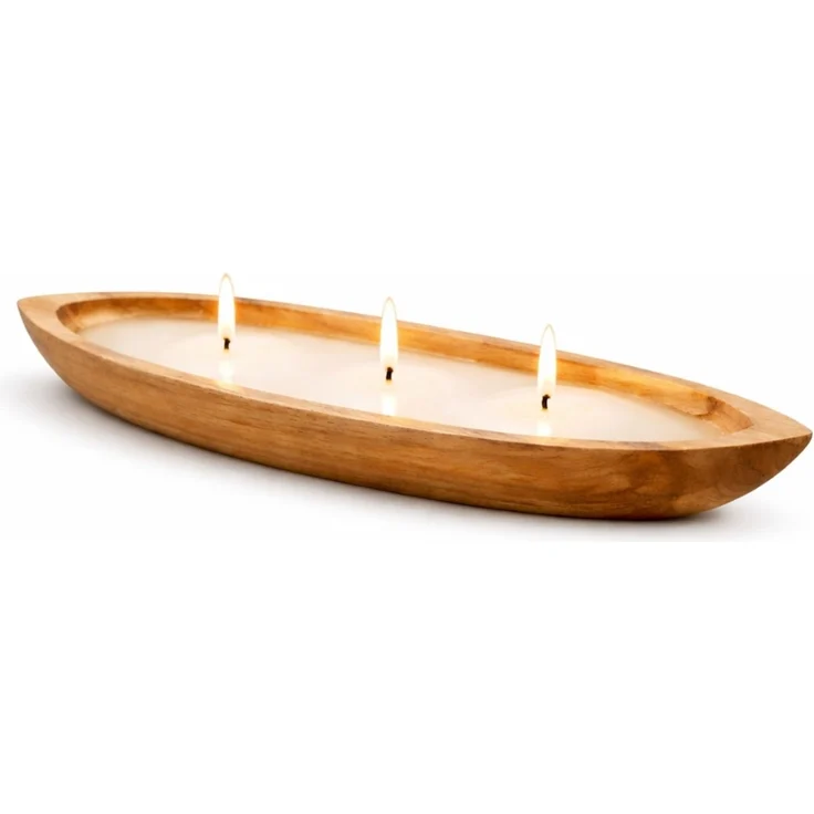 Individuelle CERO-Boat Kerzenschale aus Teakholz 60 cm | Natur Kerze Unikat – Bild 2