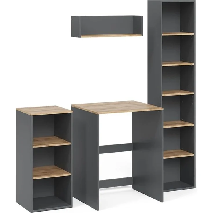 Badmöbel-Set Viktor Anthrazit/Goldkraft Eiche 4-teilig Vicco – Bild 1