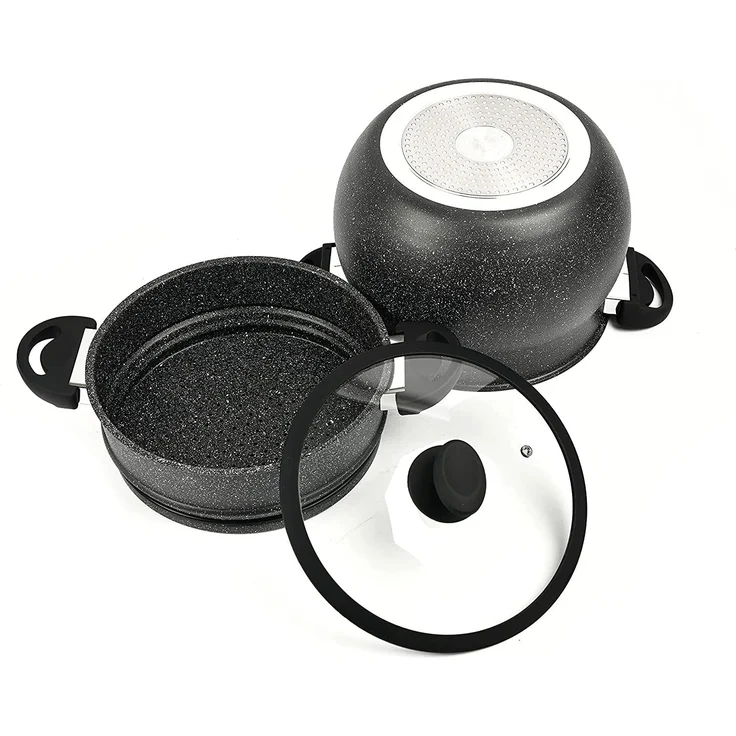 3 tlg Kuskus Topf 8L Dampfgarer COUSCOUS Ø24cm Dampfkocher Gemüse Steamer Induktion Mantykocher – Bild 4