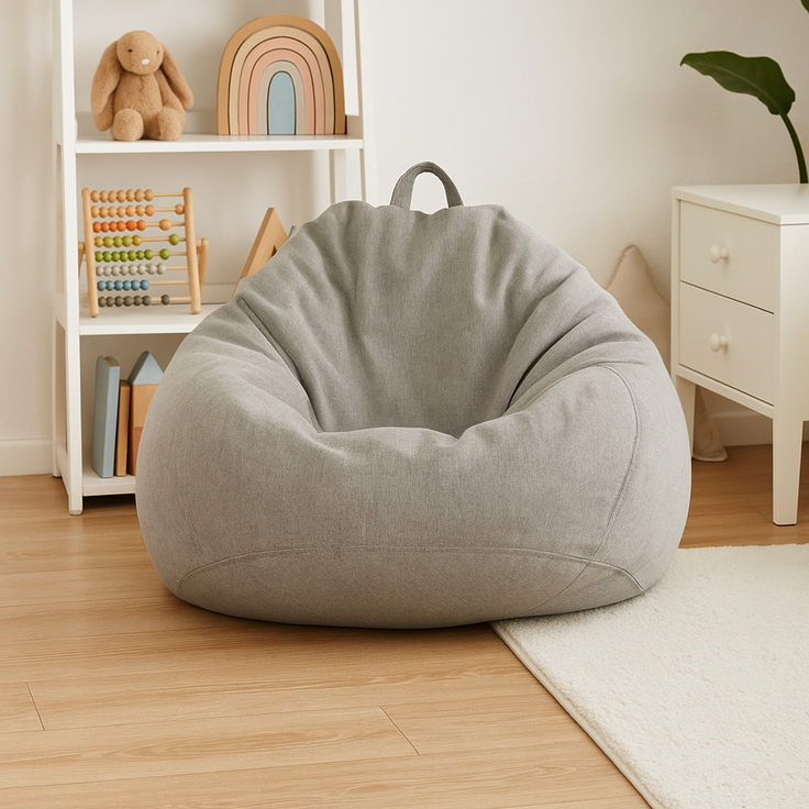 AD.CON Sitzsack mit Füllung, Hellgrau, 70 x 80 x 50 120L, Styropor-Regranulat – Bild 5