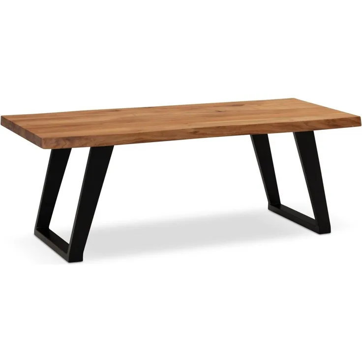Couchtisch 120x60x46 cm Akazie Massivholz / Metall Baumkante, Design Wohnzimm...