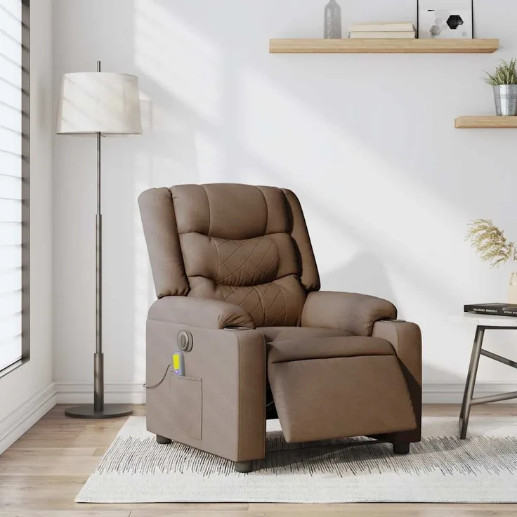 vidaXL Massagesessel Elektrisch Braun Stoff 3310255